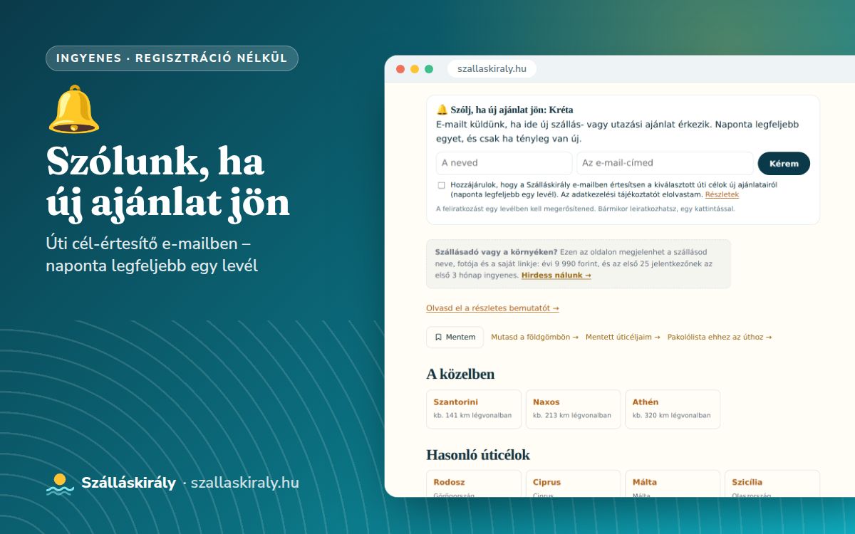 Úti cél-értesítő: szólunk, ha új ajánlat jön oda, ahova mennél